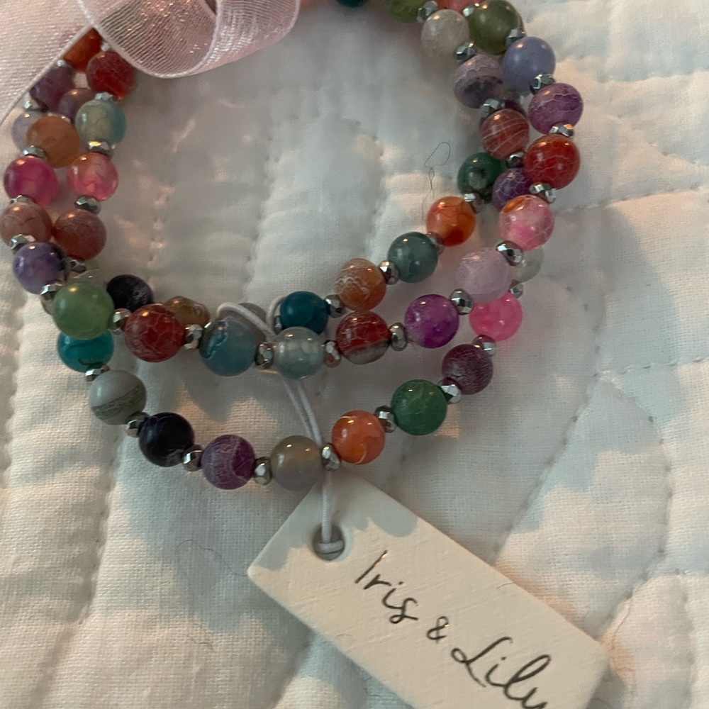Iris and Lily multi colored beaded bracelet